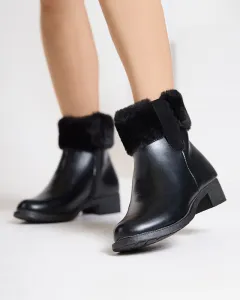 Resti Black women's boots with fur Sabola- Footwear