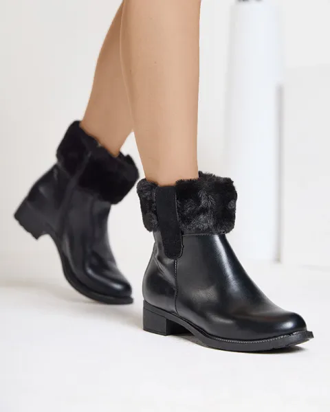 Resti Black women's boots with fur Sabola- Footwear