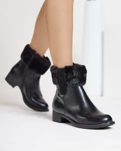 Resti Black women's boots with fur Sabola- Footwear