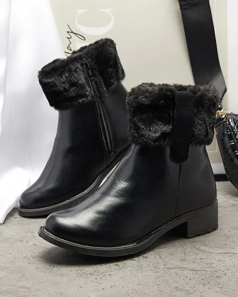 Resti Black women's boots with fur Sabola- Footwear