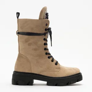 Resti Eco-suede women's khaki work boots Moxo - Footwear