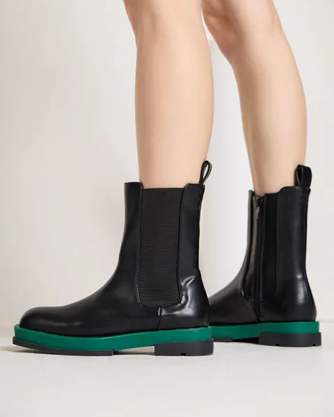 Resti Women's high boots with a square toe in black and green Litepi - Footwear
