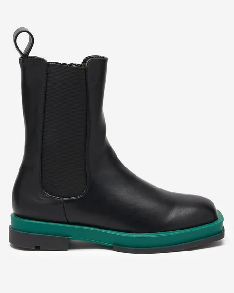 Resti Women's high boots with a square toe in black and green Litepi - Footwear