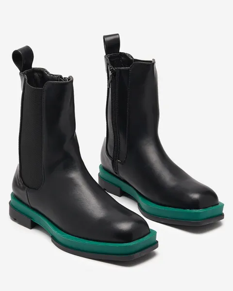 Resti Women's high boots with a square toe in black and green Litepi - Footwear
