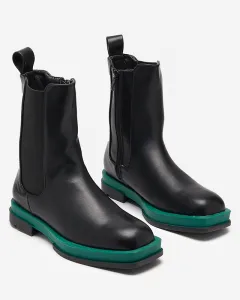 Resti Women's high boots with a square toe in black and green Litepi - Footwear