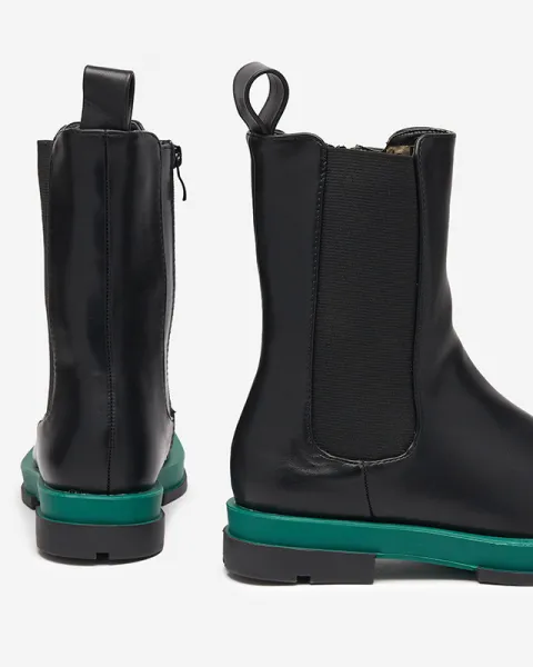 Resti Women's high boots with a square toe in black and green Litepi - Footwear