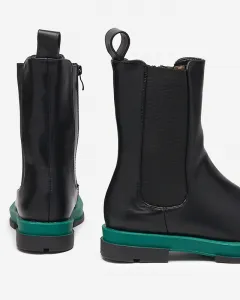 Resti Women's high boots with a square toe in black and green Litepi - Footwear