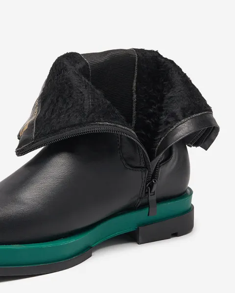 Resti Women's high boots with a square toe in black and green Litepi - Footwear