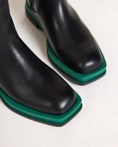 Resti Women's high boots with a square toe in black and green Litepi - Footwear