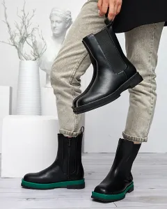 Resti Women's high boots with a square toe in black and green Litepi - Footwear