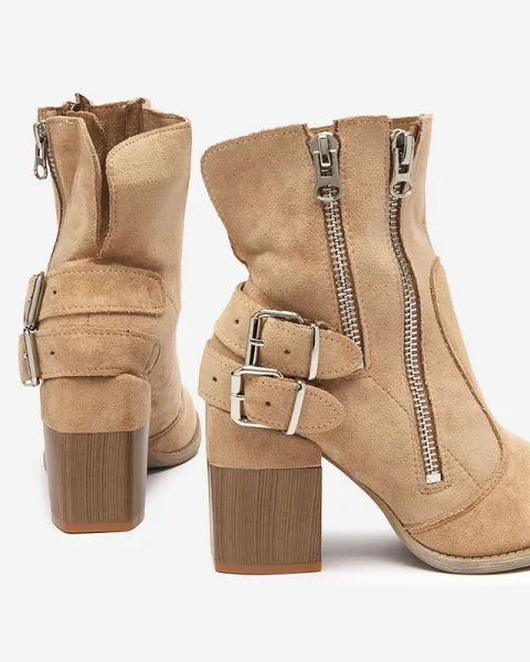 Resti Light brown women's boots on the post Ferrgo- Footwear