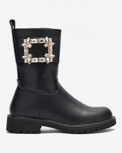 Resti Women's black eco-leather boots with embellishment Xetika - Footwear