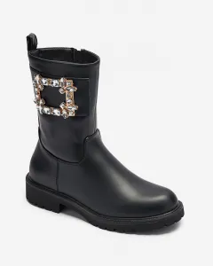 Resti Women's black eco-leather boots with embellishment Xetika - Footwear