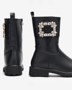 Resti Women's black eco-leather boots with embellishment Xetika - Footwear