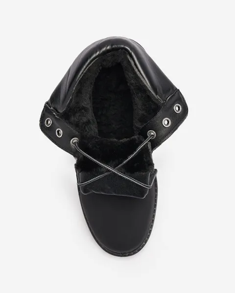 Resti Women's insulated trapper boots in black Fanhet- Footwear