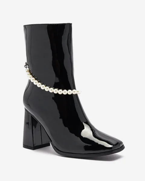 Resti Black lacquered women's high stiletto boots Rassla- Footwear