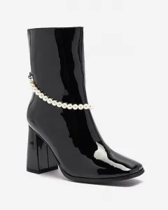 Resti Black lacquered women's high stiletto boots Rassla- Footwear