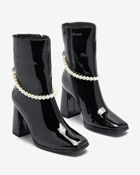 Resti Black lacquered women's high stiletto boots Rassla- Footwear