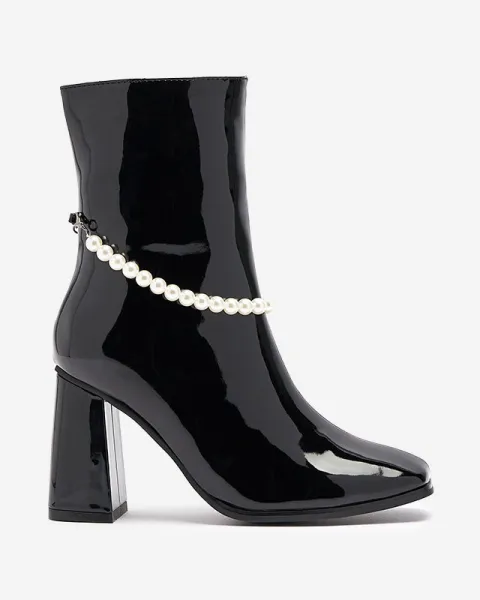 Resti Black lacquered women's high stiletto boots Rassla- Footwear