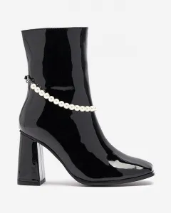 Resti Black lacquered women's high stiletto boots Rassla- Footwear