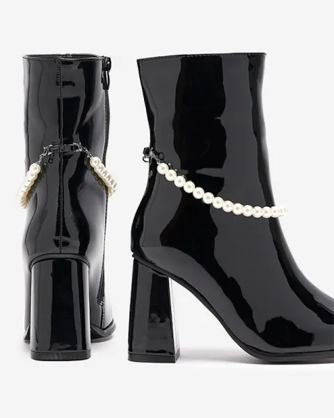 Resti Black lacquered women's high stiletto boots Rassla- Footwear