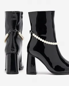Resti Black lacquered women's high stiletto boots Rassla- Footwear