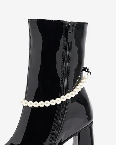 Resti Black lacquered women's high stiletto boots Rassla- Footwear