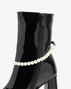 Resti Black lacquered women's high stiletto boots Rassla- Footwear