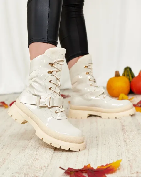 Resti Women's lacquered boots in beige Setogy
