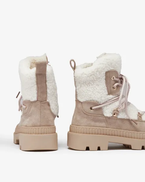 Resti Light brown women's trapper boots with sheepskin Getatsa