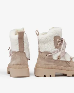 Resti Light brown women's trapper boots with sheepskin Getatsa