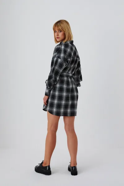 Marisse Shirt Dress With Tie Z-Su-3615 Black