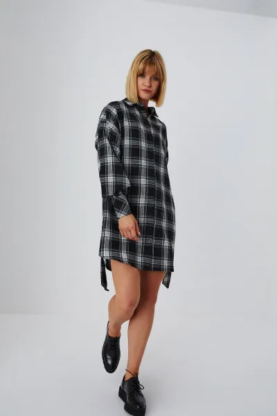 Marisse Shirt Dress With Tie Z-Su-3615 Black
