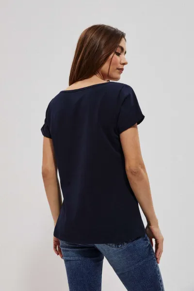 Marisse Women's T-Shirt L-Ts-3725 Navy