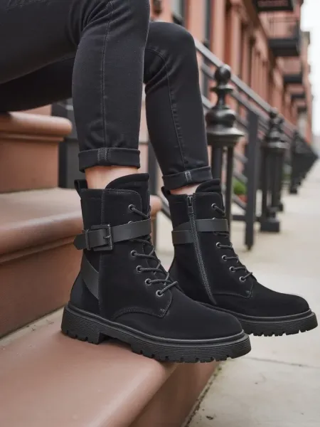 Resti Black women's worker-style ankle boots Miros