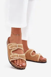 Boto Háčkované Dámske Papuče So Zlatými Sponami Camel Fenira