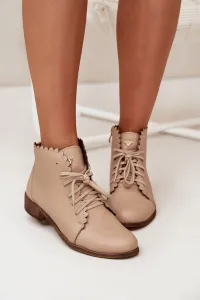 Kožené Čižmy Na Plochosť Bežové Zazoo 2964