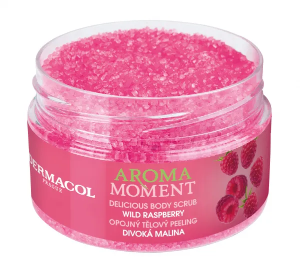 Dermacol Aroma Moment Wild Raspberry cukrový telový peeling s vôňou malín 200 g