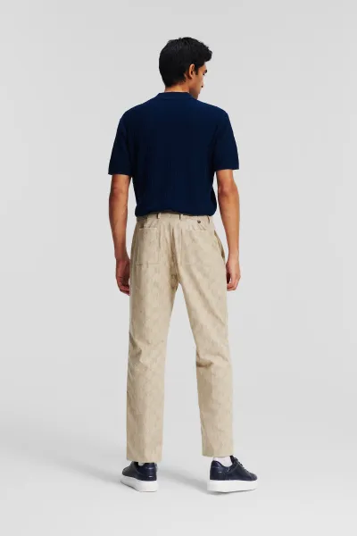 Nohavice Karl Lagerfeld Huns Pick Kl Perforated Pants Hummus