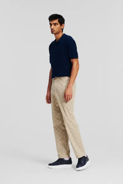 Nohavice Karl Lagerfeld Huns Pick Kl Perforated Pants Hummus