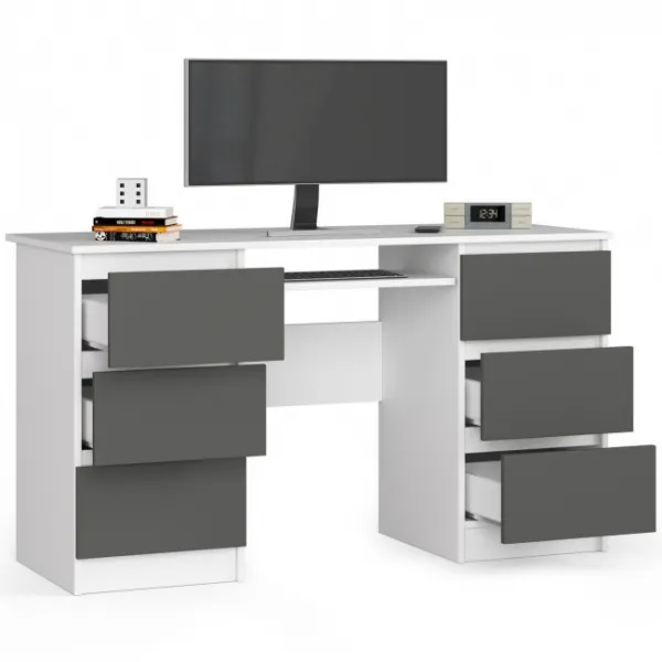 Ak furniture Psací stůl A-11 135 cm bílý/grafitově šedý