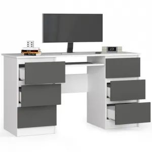Ak furniture Psací stůl A-11 135 cm bílý/grafitově šedý