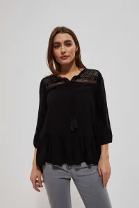 Marisse Viscose Shirt With Fringes L-Ko-3719 Black