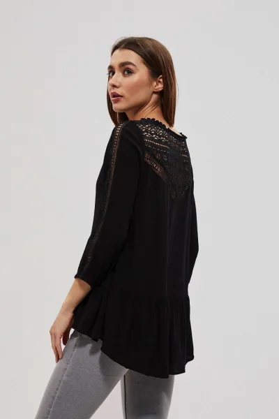 Marisse Viscose Shirt With Fringes L-Ko-3719 Black
