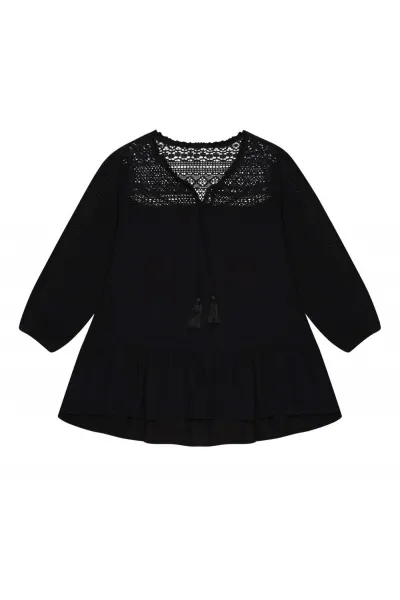 Marisse Viscose Shirt With Fringes L-Ko-3719 Black