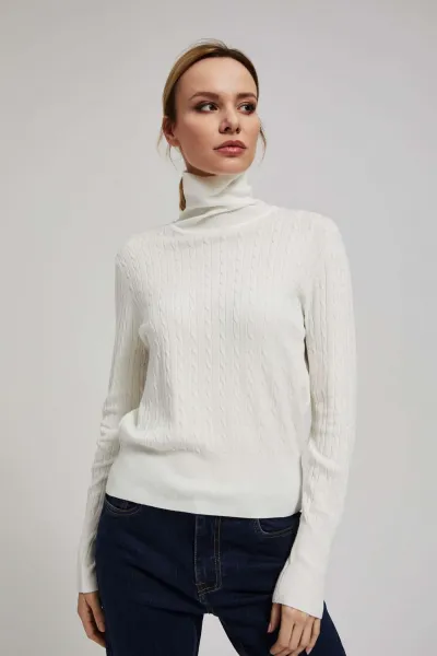 Marisse Thin Turtleneck Sweater, Pearl