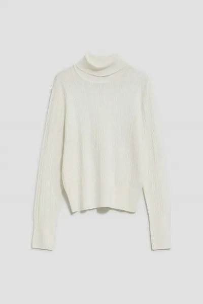 Marisse Thin Turtleneck Sweater, Pearl