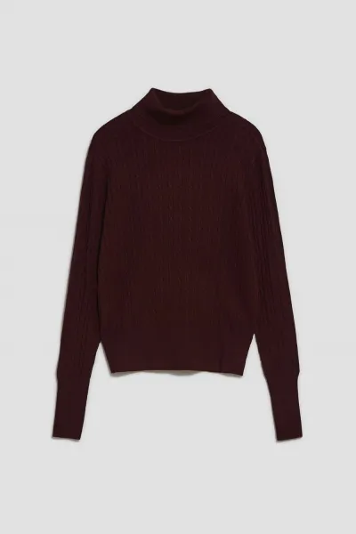 Marisse Thin Turtleneck Sweater, Chestnut