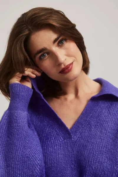 Marisse Purple V-Neck Sweater
