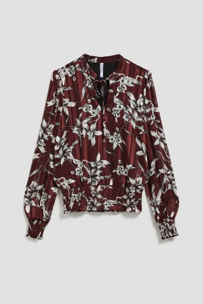 Marisse Chestnut Floral Pattern Shirt